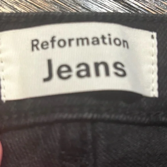 Reformation Faded Black Fray High Waisted Jeans Size 30 - Picture 3 of 5